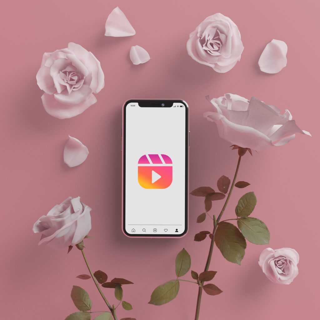 StoryNavigation tool displayed on a smartphone screen surrounded by roses